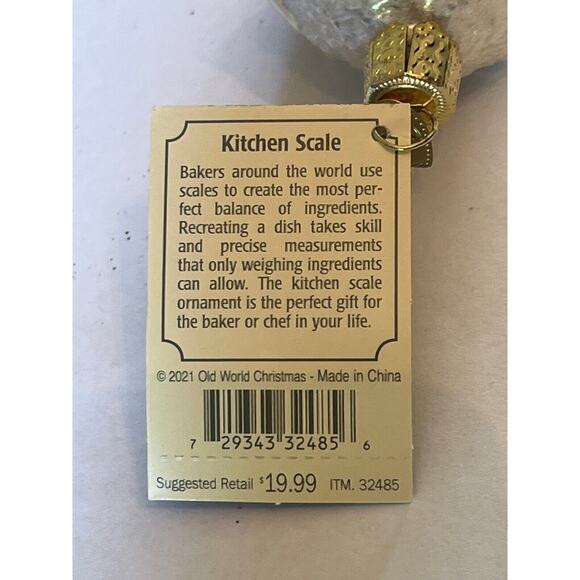 OWC Old World Christmas Blown Glass Ornament 32485 Kitchen Scale 2021 W/ Box NOS - Picture 4 of 6